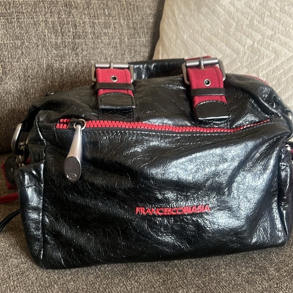 Francesco Biasia Red and Black Leather Hobo Designer Rare Bag - Picture 8 of 16